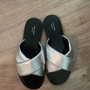 Rag & Bone Silver and black flat sandals